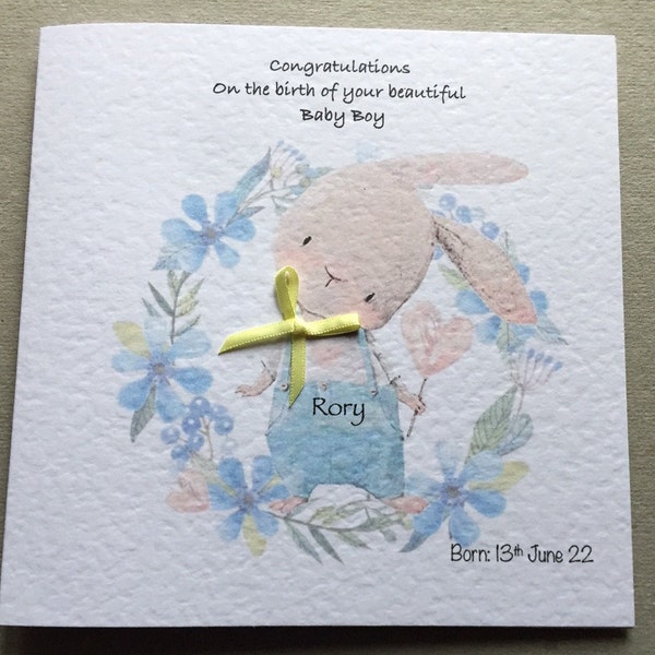 New Baby Boy Card handmade and personalise.