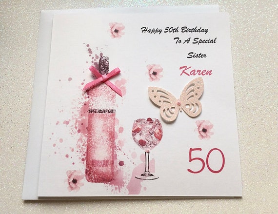 Happy Birthday Gin Card/ handmade and personalised/ Card for her/ 18th / 21st/ 30th/ 40th/ 50th... mum/ daughter/ sister/ friend/ cousin