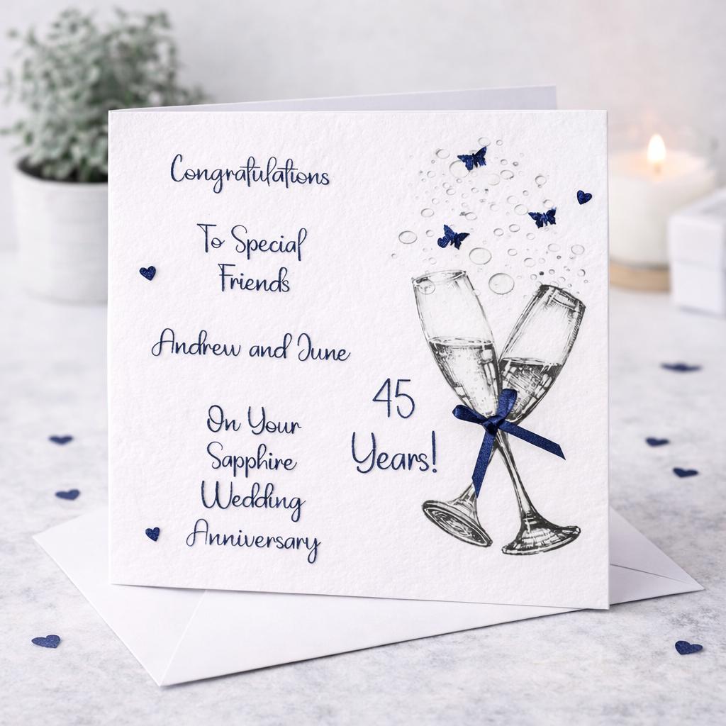 Sapphire 45th Anniversary Card, Personalised With Names.wedding Card ...