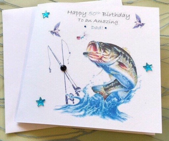 Happy Birthday Fishing Card Handmade Personalised | Etsy
