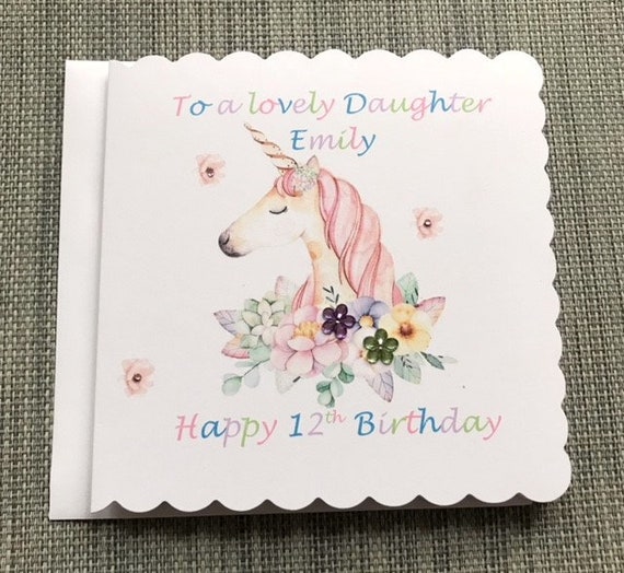 Unicorn Birthday Card Daughter Goddaughter Granddaughter Etsy Unicorn Birthday Card Daughter Goddaughter Granddaughter Etsy