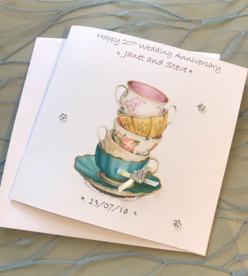 Stunning China Wedding Anniversary Handmade Card. 20th Etsy UK