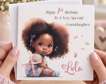 Cute Little Girl Happy Birthday card Handmade and personalised/ daughter/ goddaughter/ Granddaughter/ niece/ sister/cousin/ friend/