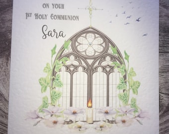 Beautiful Watercolour 1st Holy Communion Card/Confirmation. Handmade and Personalised.