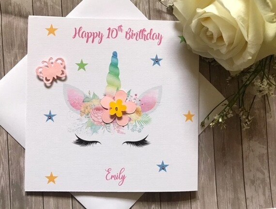 Girls Happy Birthday Unicorn Card Handmade And Personalised Etsy