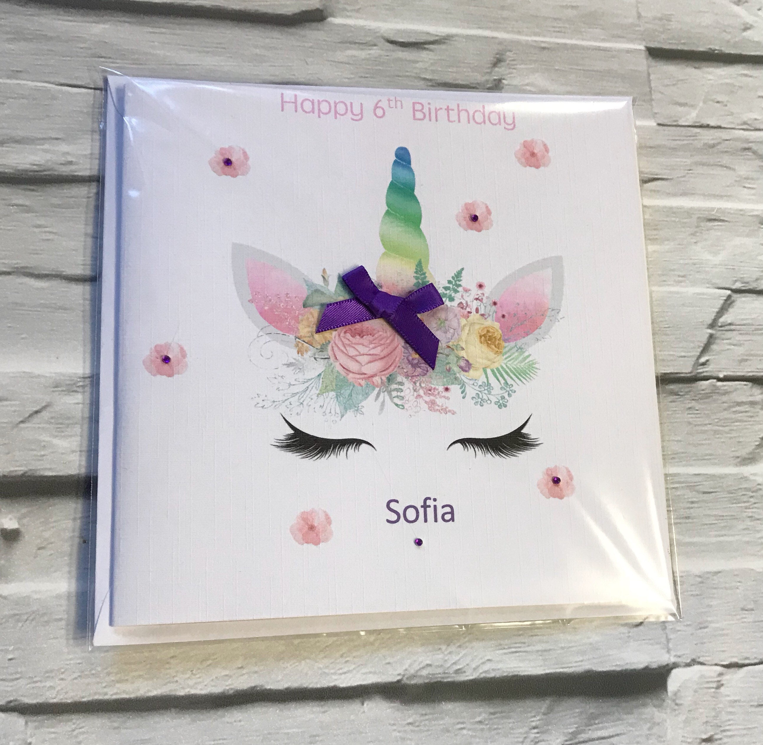 Birthday Card For 5 Year Old Girl Personalised Unicorn Birthday Card - A5,  Handmade, Any Age/Name/Relation Personalized Cards, image size:2587x2524