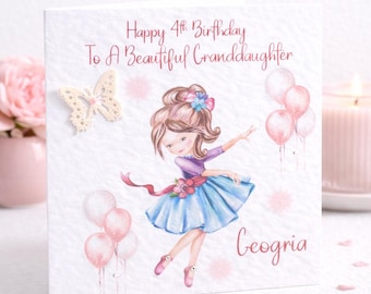 Girls Happy Birthday card Tap Dance Personalised/ Daughter/ Goddaughter/ Granddaughter/ Niece/ Sister/Cousin/ Friend/ all ages.