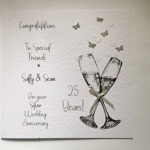 Silver Wedding Anniversary Card/ Handmade and Personalised/ - Etsy UK