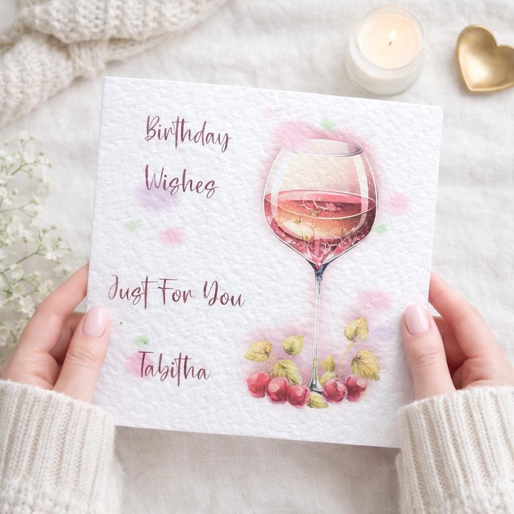 Girls Happy Birthday Card Wine Glass Personalised With Name. for Her. - Etsy