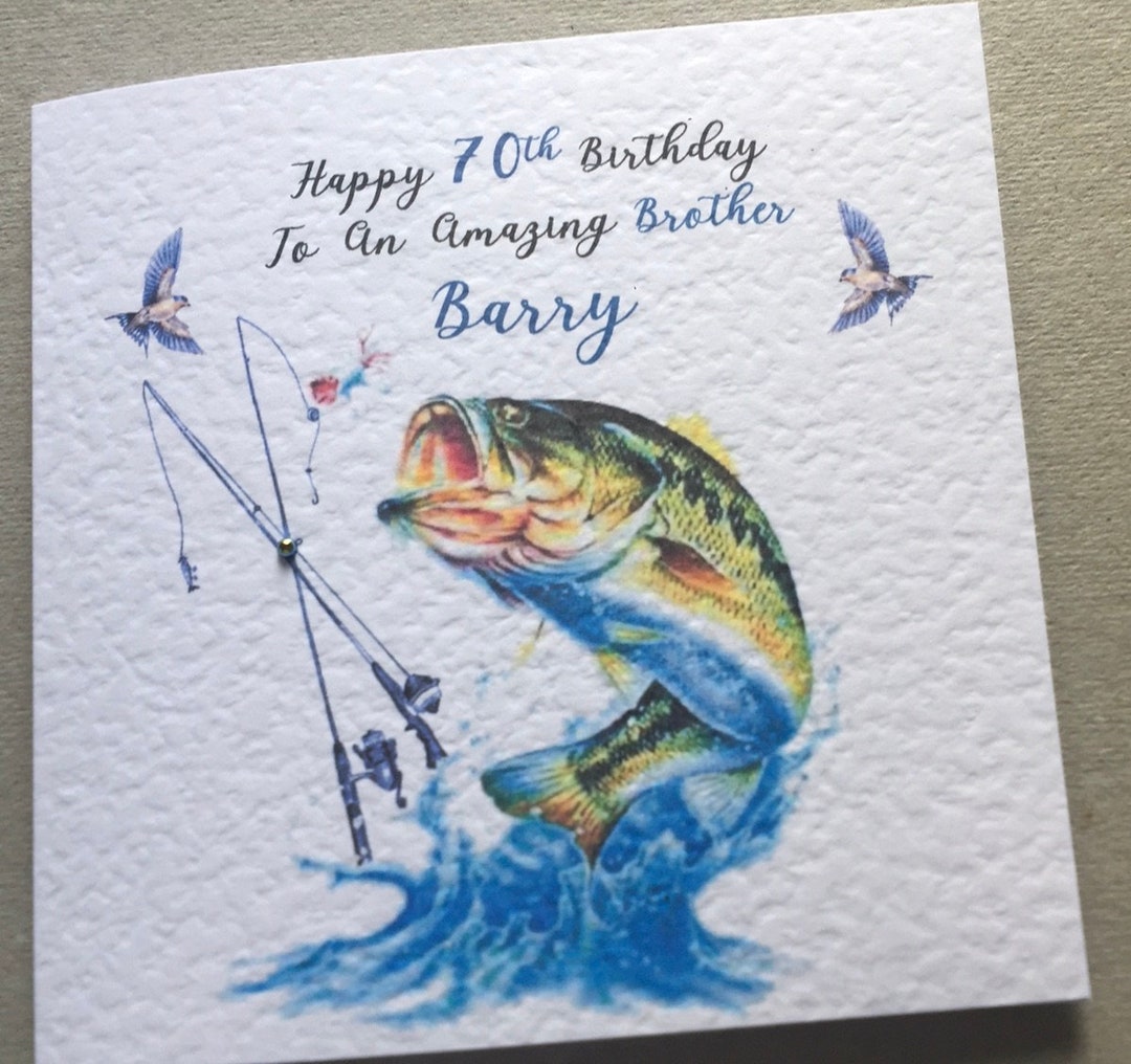 Buy Happy Birthday Fishing Card Handmade Personalised, Son