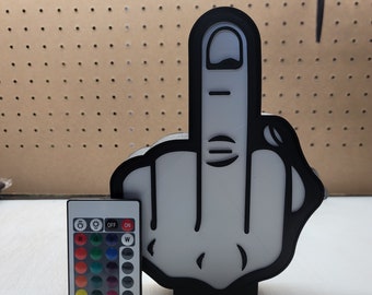Middle Finger LED Color Changing Night Light | F You Desk Lamp 3D Printed Pop Art