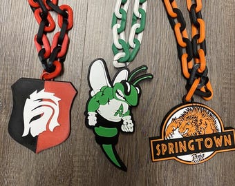 Custom Fan Chain, Big Logo Necklace Sports and College Mascot Oversized Chunky 3D Print