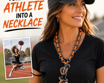 Custom Cheer Photo Necklace, Turn your Athlete into a Necklace, Personalized Sports Chain