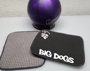 Customized Bowling Team Shammy Pad with Logo Personalized Microfiber Bowling League Ball Towel Easy Grip Black and Grey