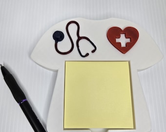 Cute Scrubs Sticky Note Pad Holder for Healthcare Workers | Desk Organizer