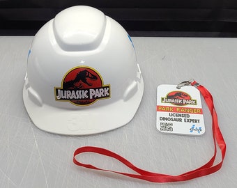 Personalized Jurassic Dinosaur Adult Hard Hat | Jurassic ID Badge | Dinosaur Park Ranger | Jurassic Cos Play | Jurassic Staff Costume