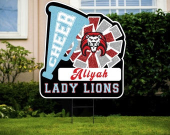 Personalized Cheer Yard Sign | Customizable School Spirit Garden Corrugated Sign