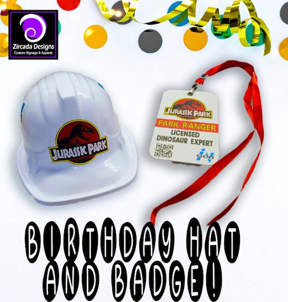Jurassic Dinosaur Birthday Hat and Badge  | Halloween Costume | Party Favors