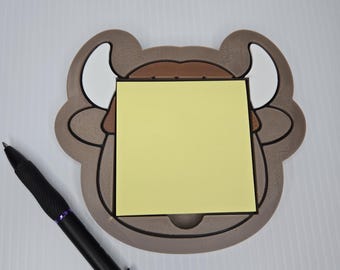 Highland Cow Sticky Note Pad Holder | Desk Organizer