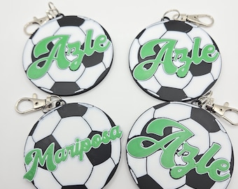 Personalized Soccer Futbol Team Key Chain Bag Tag