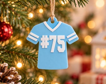 Personalized Football Jersey Ornament, Custom Player Number Christmas Ornament, Team Color Sports Gift