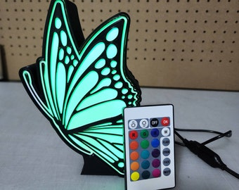 Butterfly LED Color Changing Night Light | Colorful Spring Desk Lamp 3D Printed Pop Art