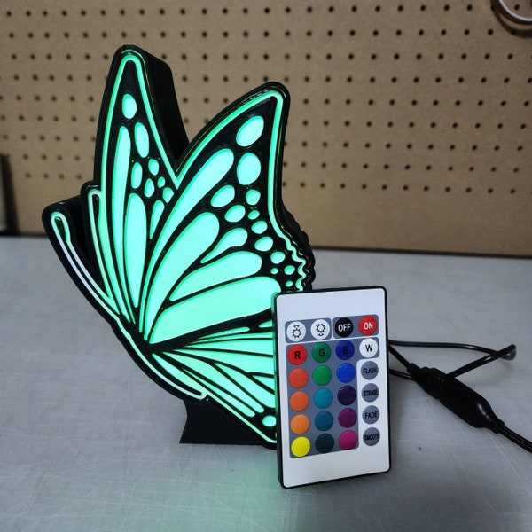 Butterfly LED Color Changing Night Light | Colorful Spring Desk Lamp 3D Printed Pop Art