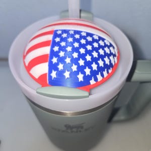 American Flag Tumbler Topper for 40 oz or 30 oz Stanley Charm Stainless Mug Coffee Cup Sports Bling Straw Topper