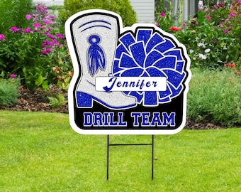Personalized Drill Team Yard Sign | Customizable School Spirit Garden Corrugated Sign