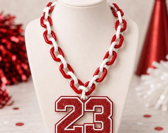 Custom Jersey Number Hype Chain, Personalized Sports Number Necklace, Team Spirit Athlete Gift For Football Baseball Basketball Volleyball