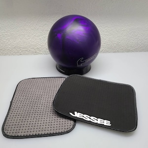 Customized Bowling Shammy Pad Personalized Microfiber Bowling Ball Towel Easy Grip 8&quot;x10&quot; Black and Grey