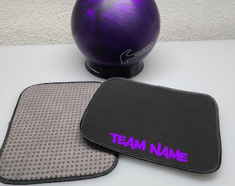 Customized Bowling Team Shammy Pad Personalized Microfiber Bowling League Ball Towel Easy Grip Black and Grey