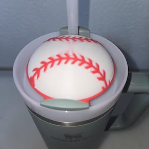 Baseball Tumbler Topper for 40 oz or 30 oz Stanley Charm Stainless Mug Coffee Cup Sports Bling Straw Topper