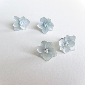 Real Blue Hydrangea Stud Earrings: Pressed Flower Jewelry