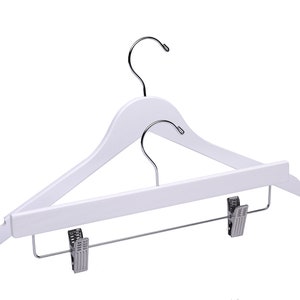 White Premium Top & Bottom Mix Wooden Hangers with Silver Hook - Box of 80 Top and 20 Bottom Hangers