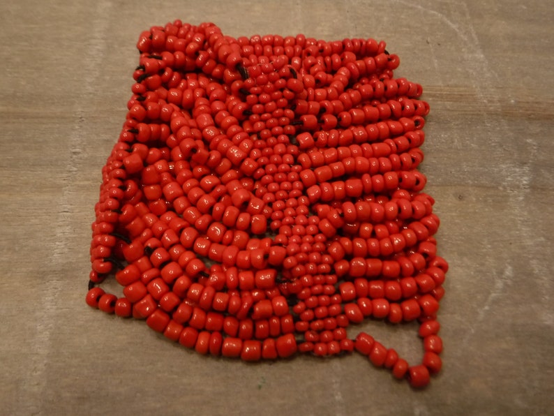 Cuff Bracelet 1970/'s Retro, BoHo Hippie Vintage Hand Made Multi Strand Red Seed Bead Stretch Bracelet Vintage Costume Jewelry
