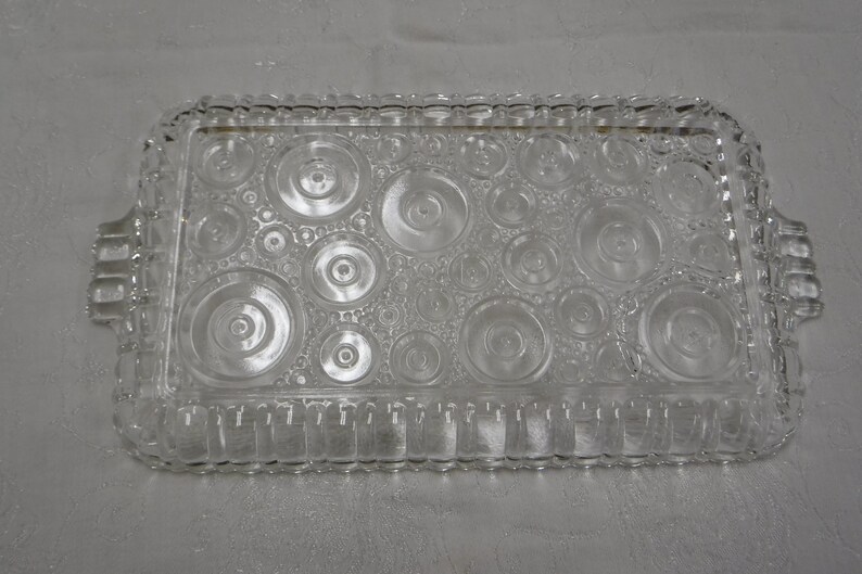 1950/'s-1960/'s Anchor Hocking Colonial Lady Snack Plates Made in USA Set of 3 Plates Clear Glass with Circular Design