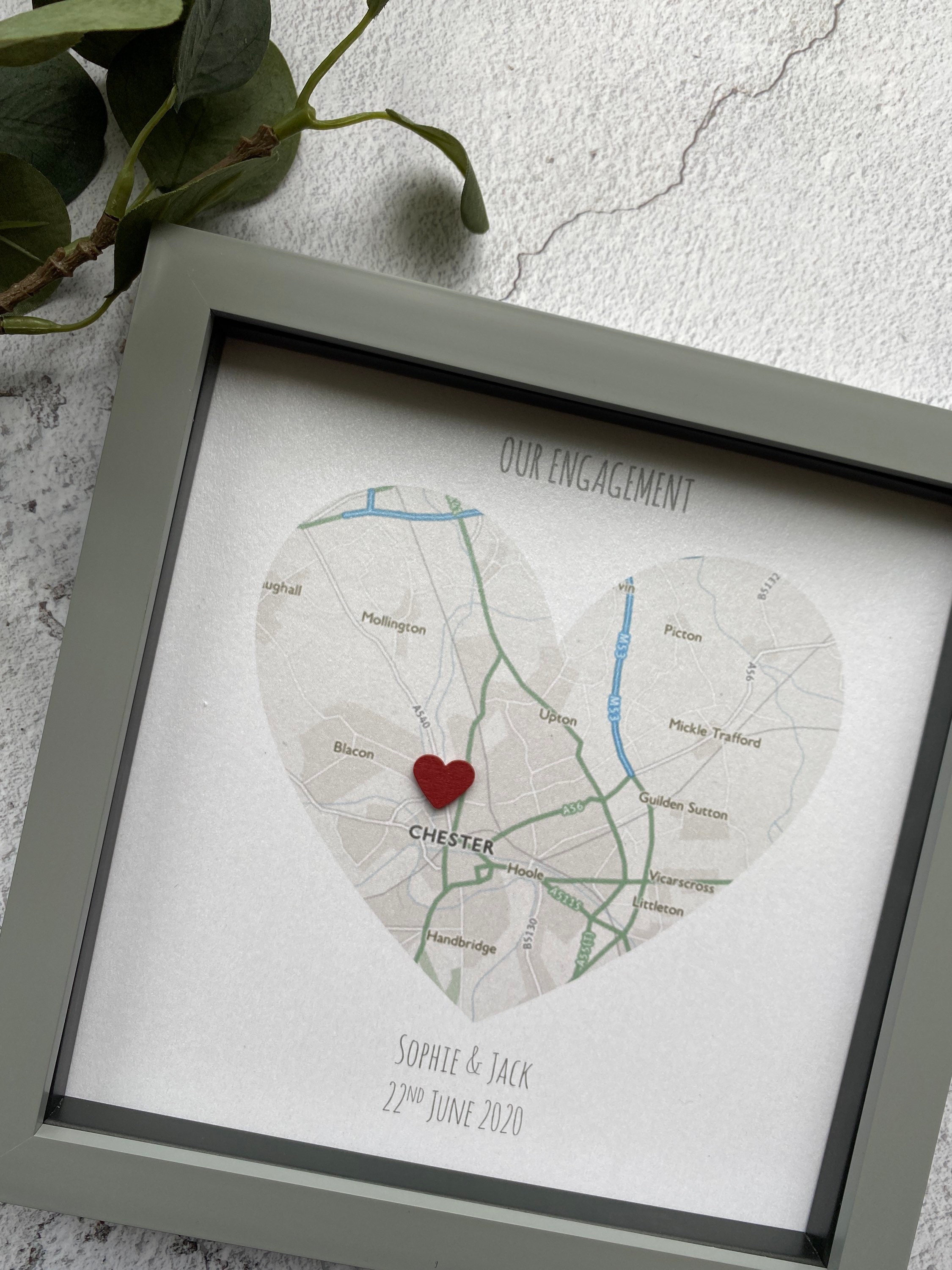 Personalised Engagement Frame Engagement Map Frame Etsy