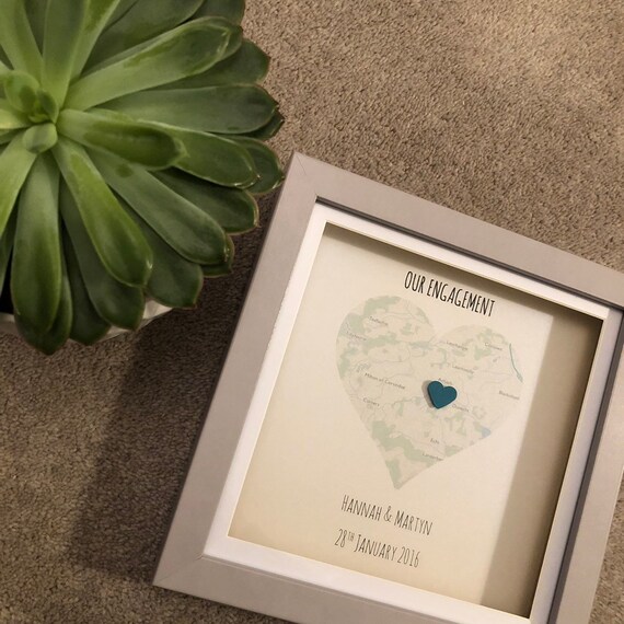 Personalised Engagement Frame Map Gift Box