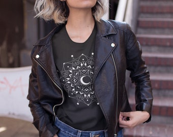 Moon Mandala | Geometric T-Shirt | 3/4 Raglan Shirt | Tank Top | Sacred Geometry Apparel | Spirituality | Lotus Flower | Birthday Gift