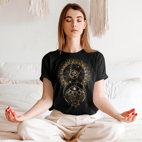 Om | Sacred Geometry T-Shirt | Tank Top | 3/4 Raglan Shirt | Crescent Moon | All Seeing Eye | Om Shirt | Spirituality | Yoga