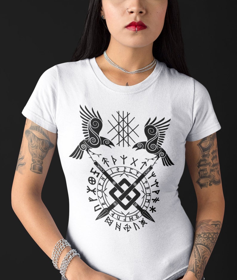 Twin Ravens of Odin Norse Pagan Symbol Viking Runes - Etsy