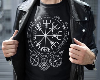 Vegvisir - The Viking Compass | Norse Pagan Symbol | Viking Sign T-Shirt | 3/4 Raglan Shirt | Tank Top | Viking Runes | Father's Day Gift