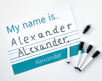 Personalized Name Tracing Wipe Clean Mat: Educational Learning