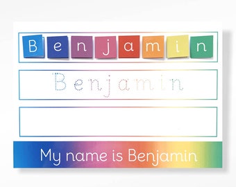 PERSONALISED Build it, Trace it, Write it 'My name is...' Learning Mat, Name Recognition, Learning to write, Preschool, Starting School Mats