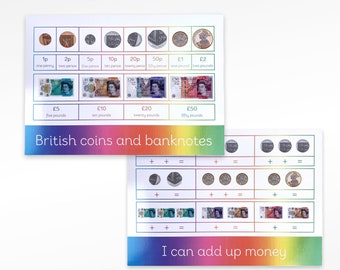 British Money Learning Mats: Coins & Banknotes, KS1 Maths (2 Pack)