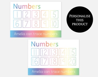 PERSONALISED 2 Pack Learning Mat Numbers 1-210 and 11-20, Homeschooling Learning Resources for Children, Number Recognition & Counting