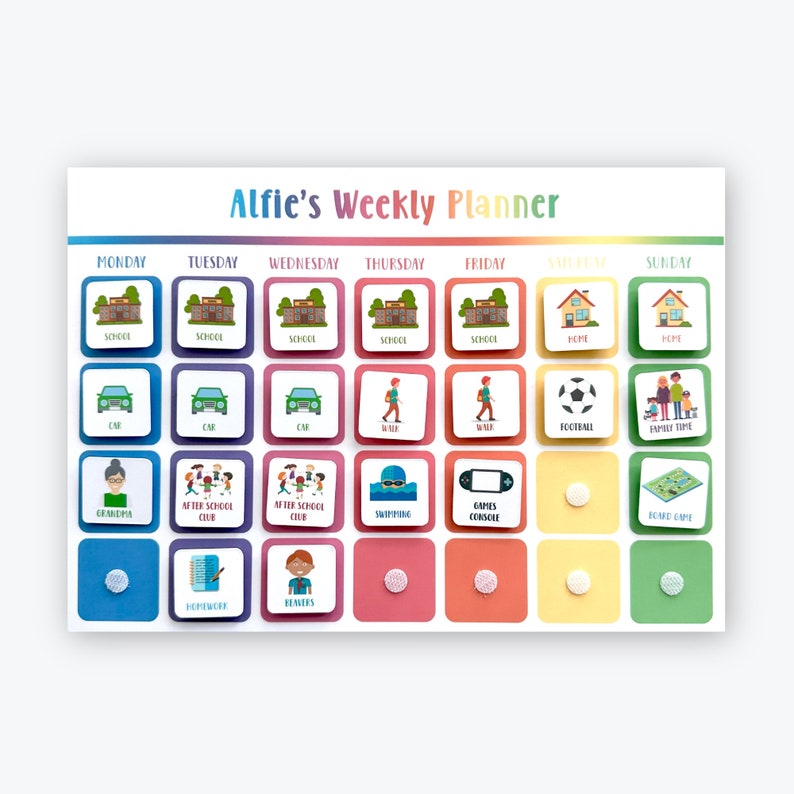 Personalized Children's Weekly Planner: Visual Schedule Board - Etsy UK