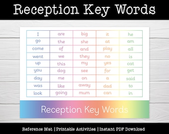 Reception Key Words Learning Mat - Printable, High Frequency Key Words for Reception Class, Preparing to Start School, Phonics Resources