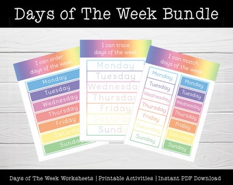 Days of The Week Learning Mat Bundle | Printable Learning Resources | Homeschool and Pre-School Activities | Handwriting Practice | Age 3-6